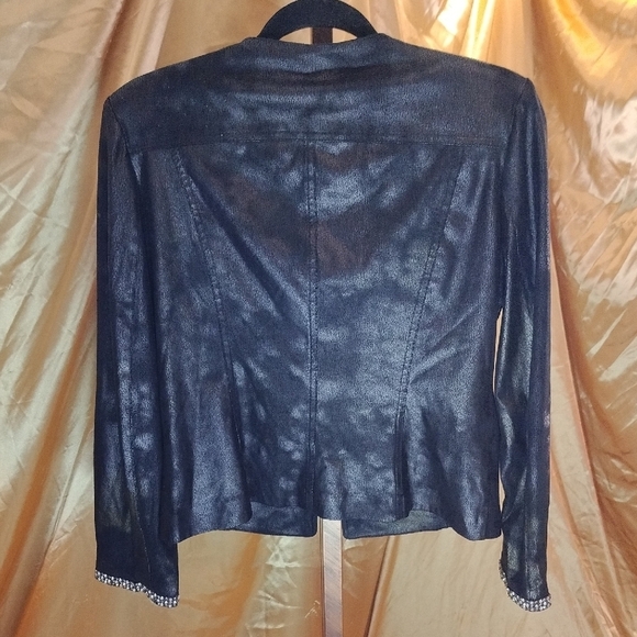 Black and Silver Blazer with Embellishments Large - Picture 4 of 7